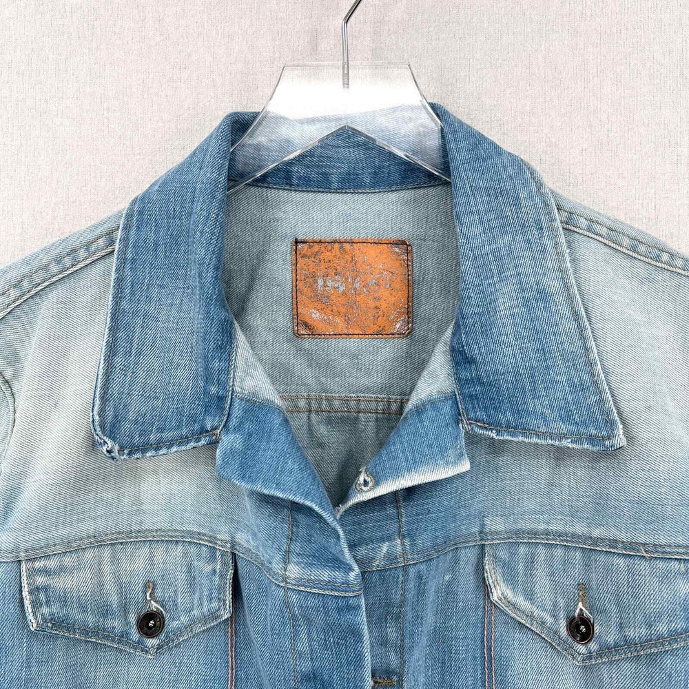 Isko Jacket Men Medium Blue Denim Engineered Finishes Zip Pockets - Picture 7 of 11